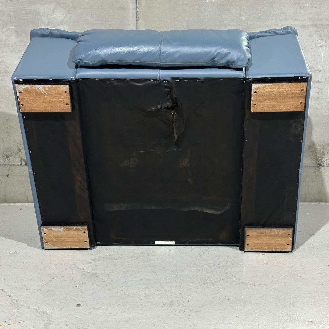 maruni／マルニ 本革1人掛ソファ｜ブルーグレー｜本革＆ボリュームクッション