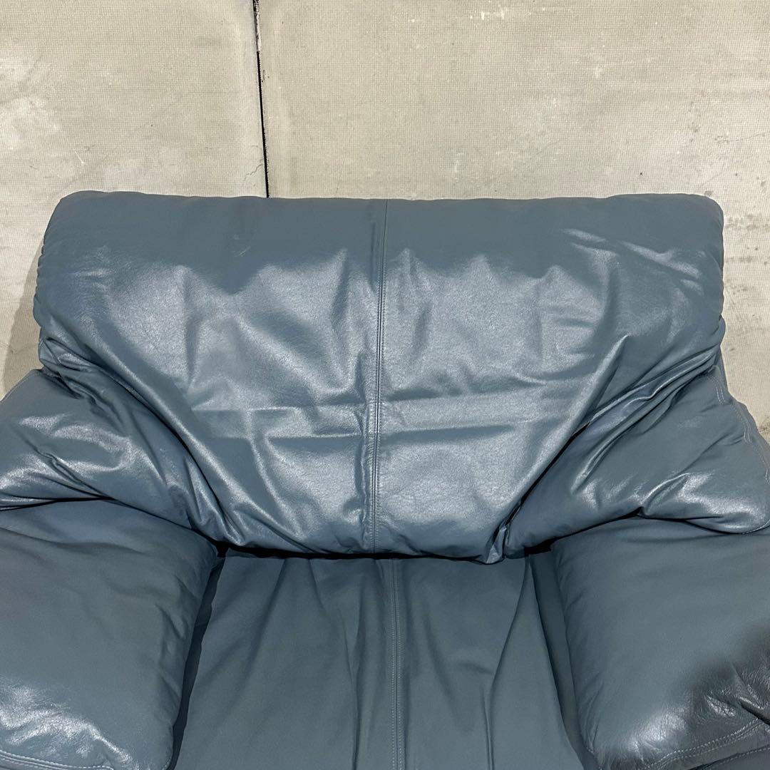 maruni／マルニ 本革1人掛ソファ｜ブルーグレー｜本革＆ボリュームクッション