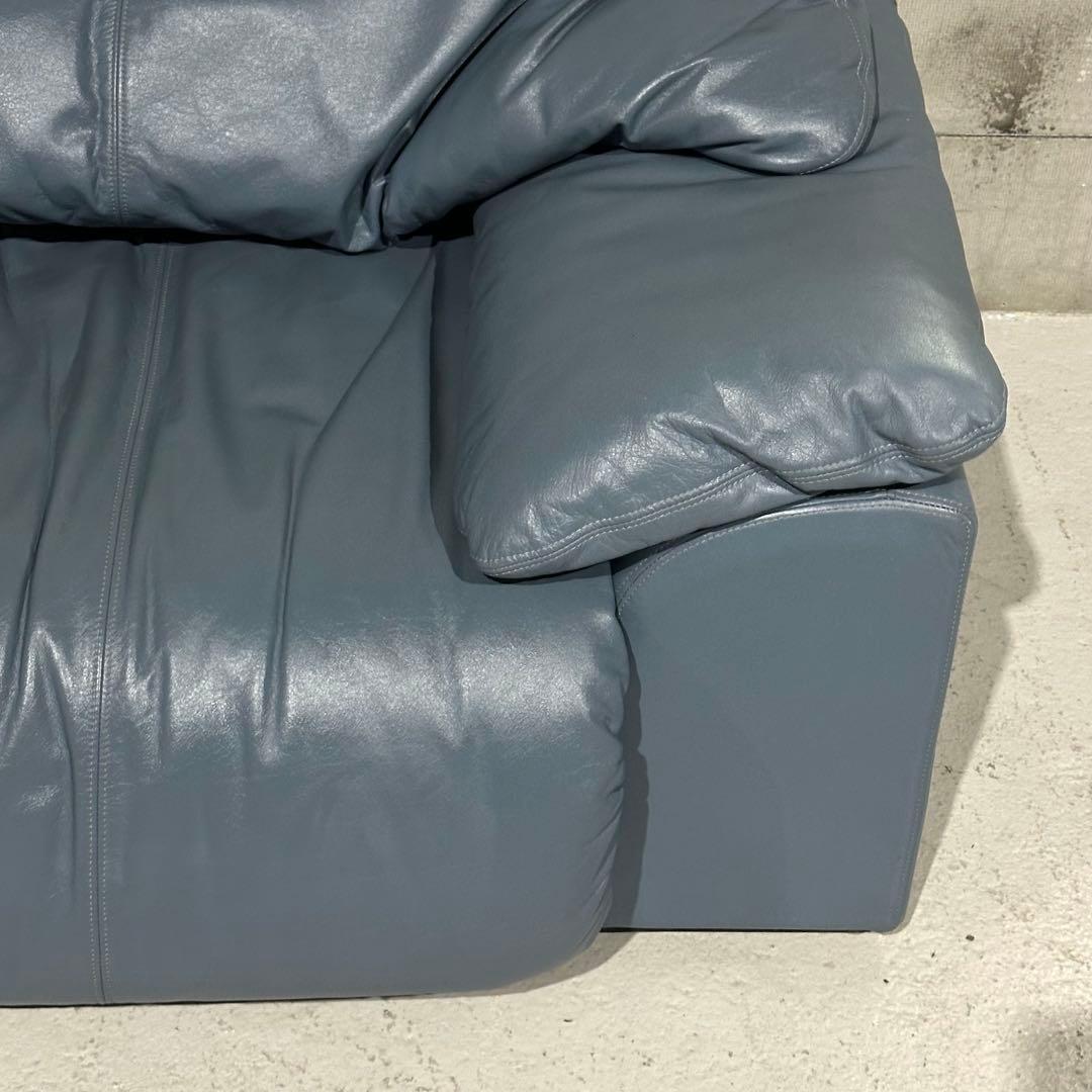 maruni／マルニ 本革1人掛ソファ｜ブルーグレー｜本革＆ボリュームクッション