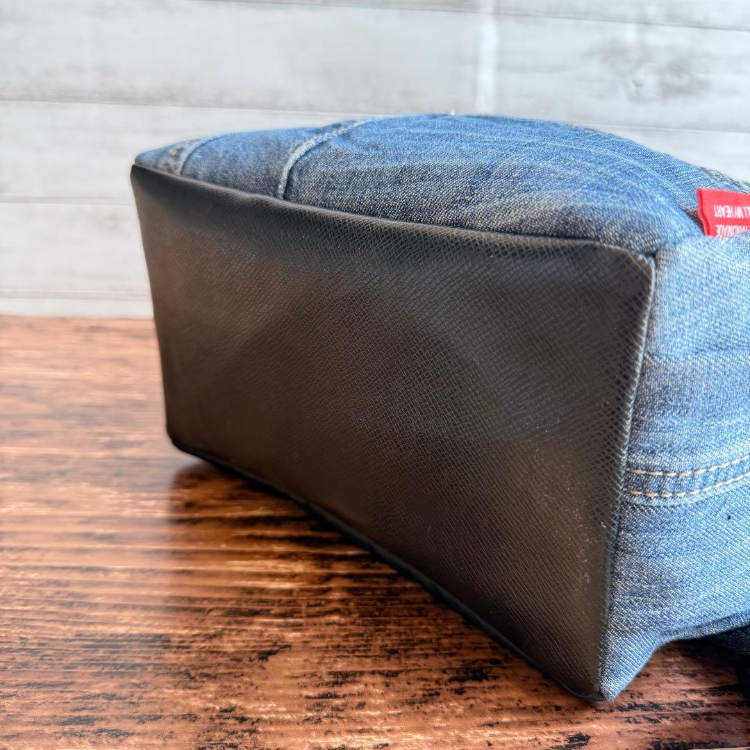 ☆デニムリメイク　カーキ星柄フェイクレザーキルトとデニムのトートリュック☆