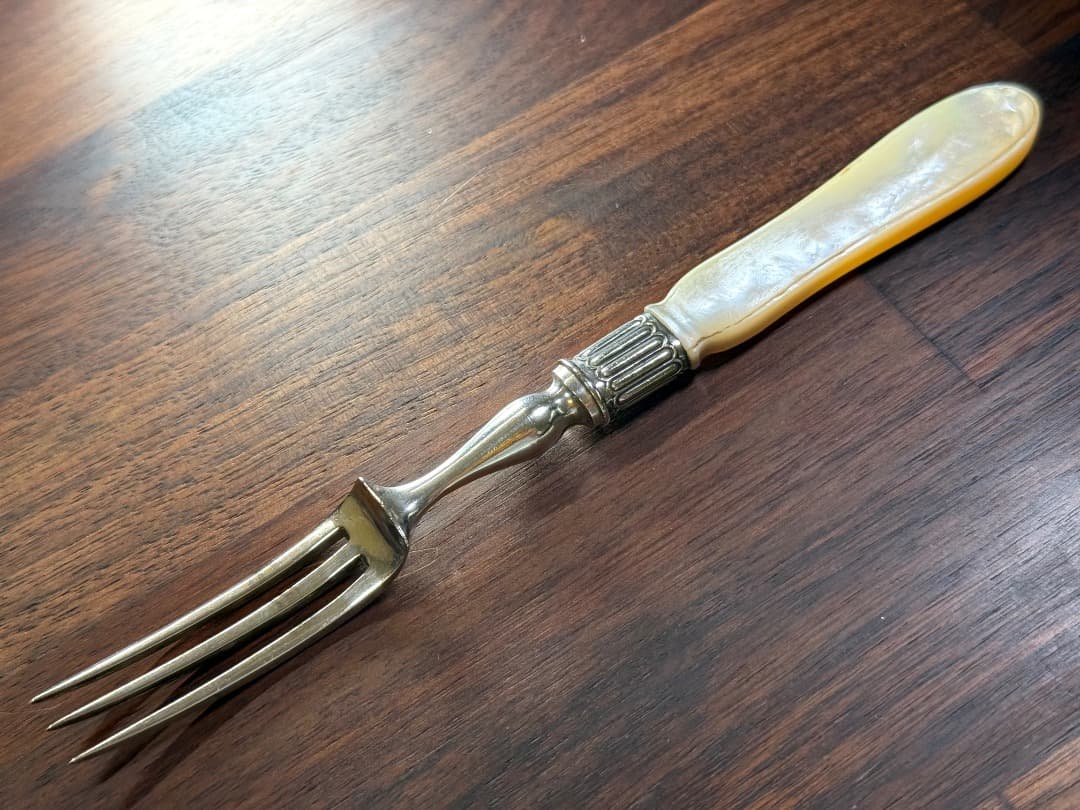 極美品 英国アンティーク 1885年 純銀 デザートカトラリー 12点 白蝶貝