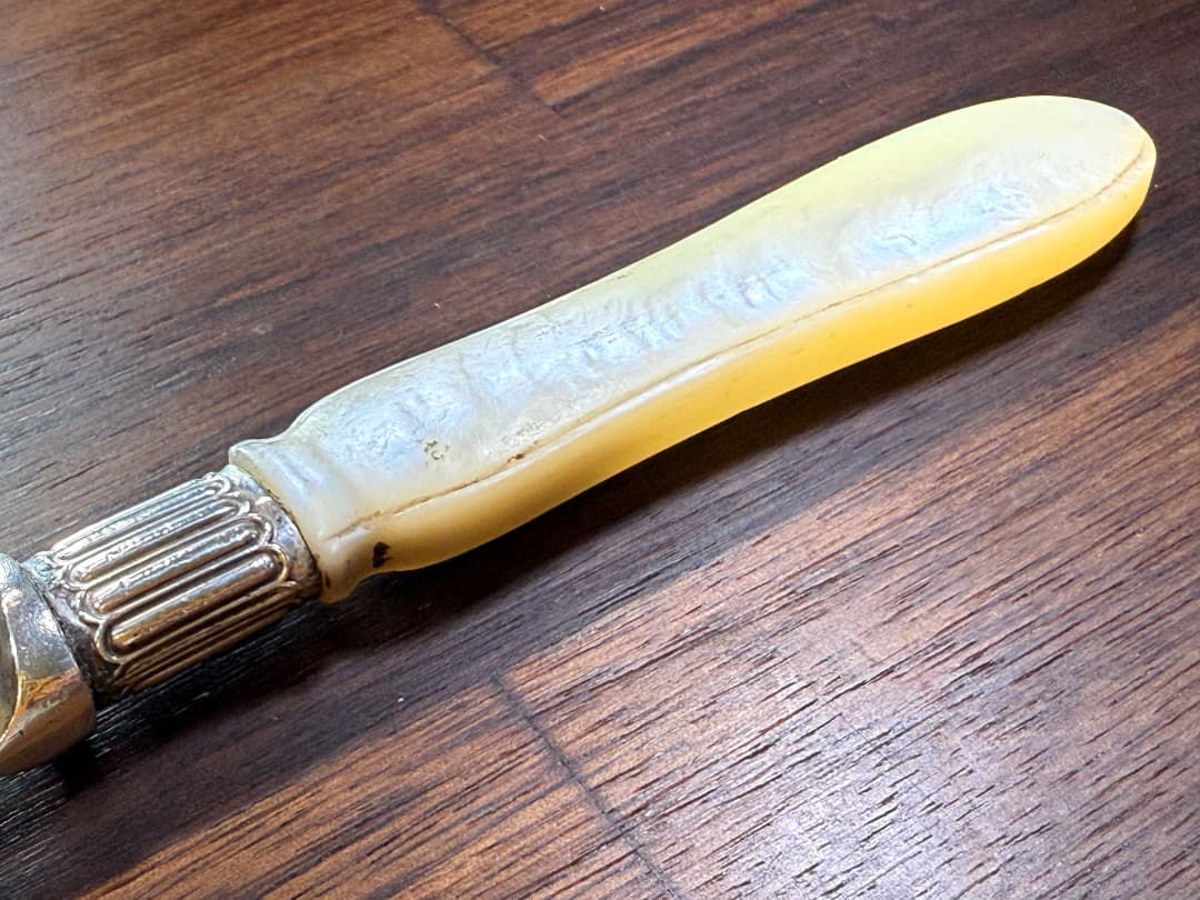 極美品 英国アンティーク 1885年 純銀 デザートカトラリー 12点 白蝶貝