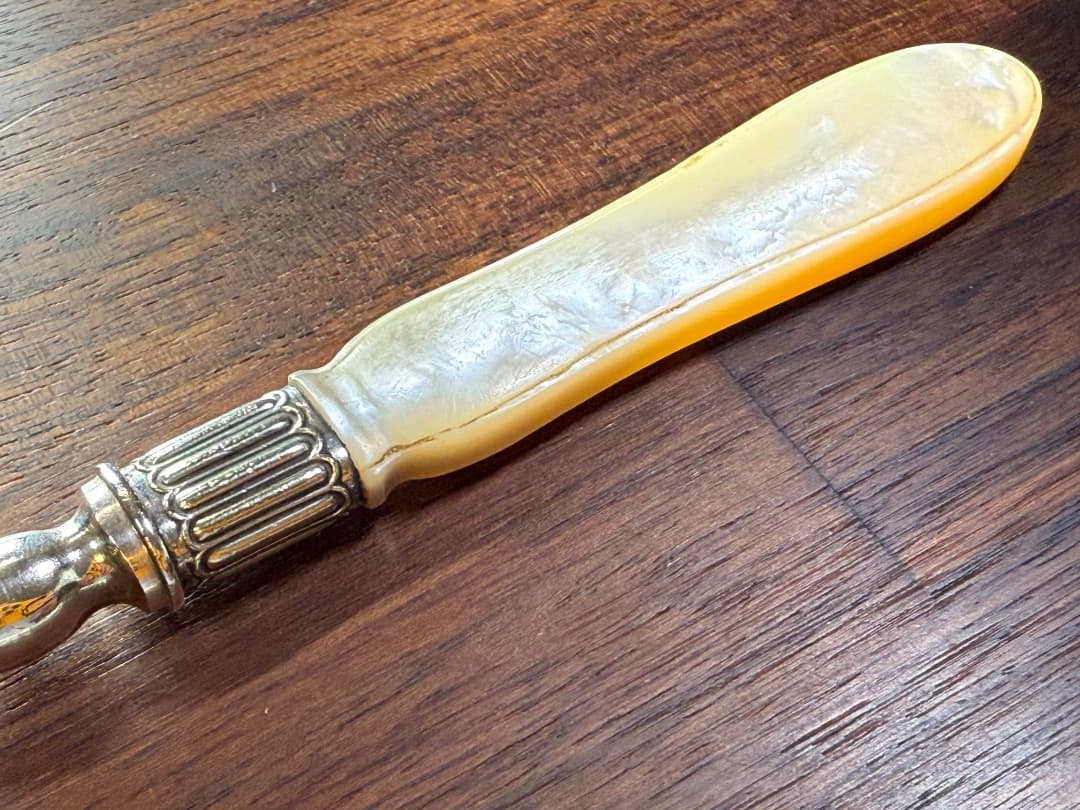 極美品 英国アンティーク 1885年 純銀 デザートカトラリー 12点 白蝶貝