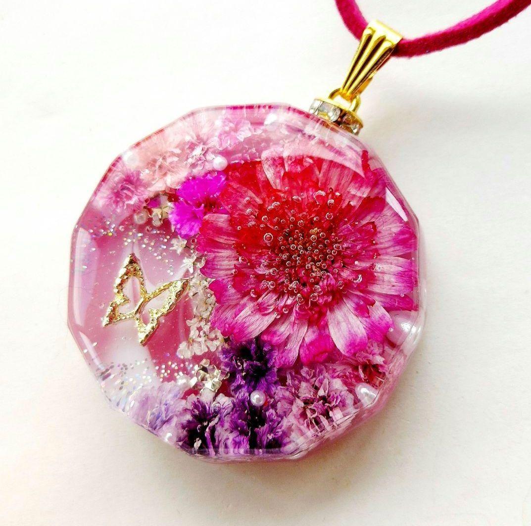 レジン　訳あり　マトリカリア　ネックレス　ペンダント　ハンドメイド