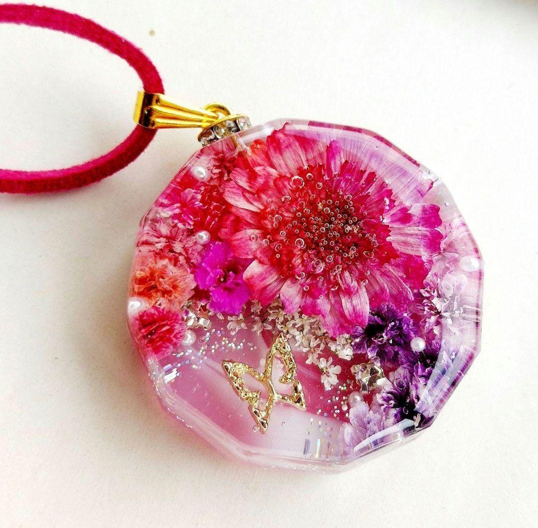 レジン　訳あり　マトリカリア　ネックレス　ペンダント　ハンドメイド