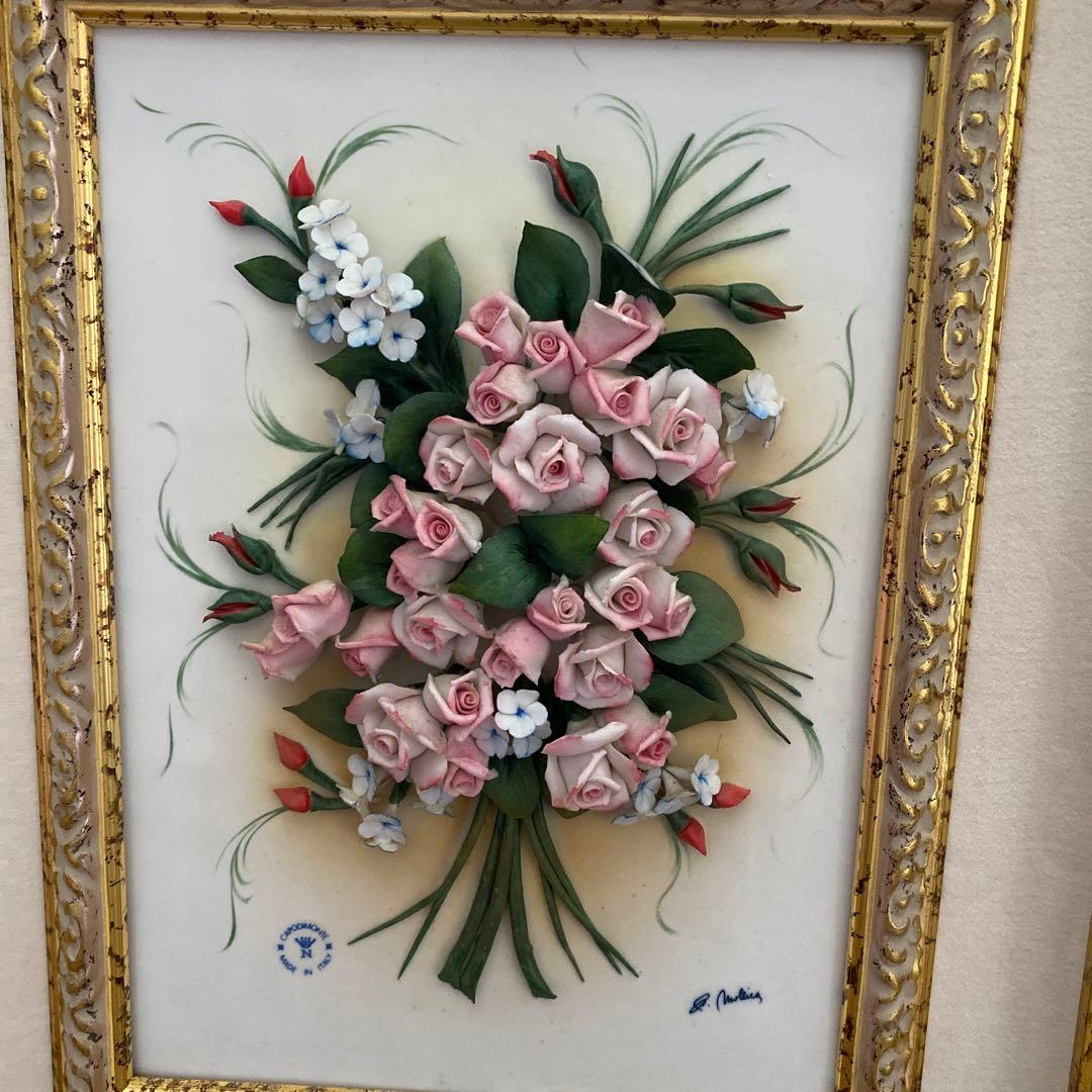 CAPODIMONTE★ブーケ★陶花★イタリア★壁掛