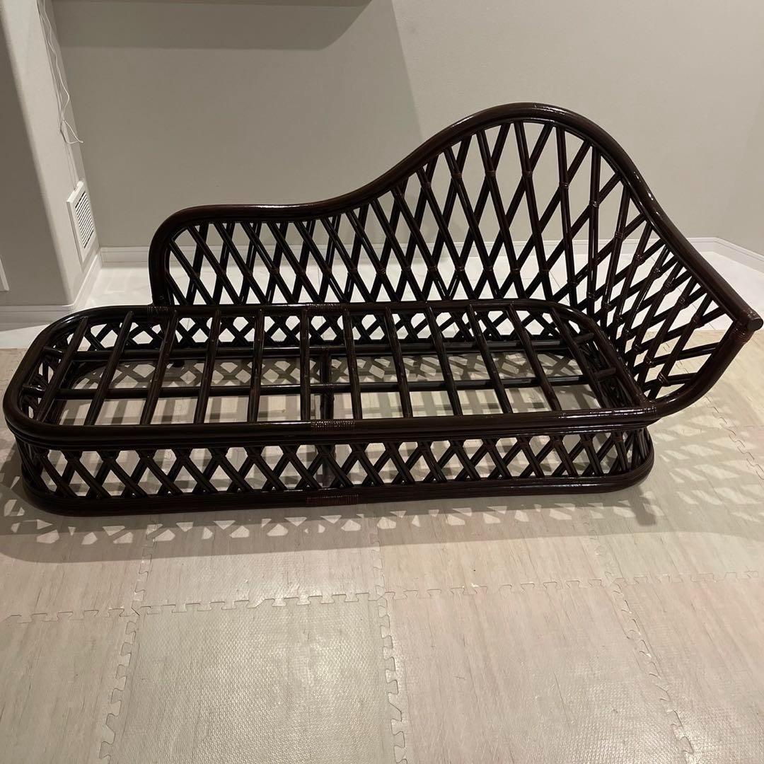 ラタン　籐　ソファーベンチ　長椅子　昭和レトロ　アンティーク