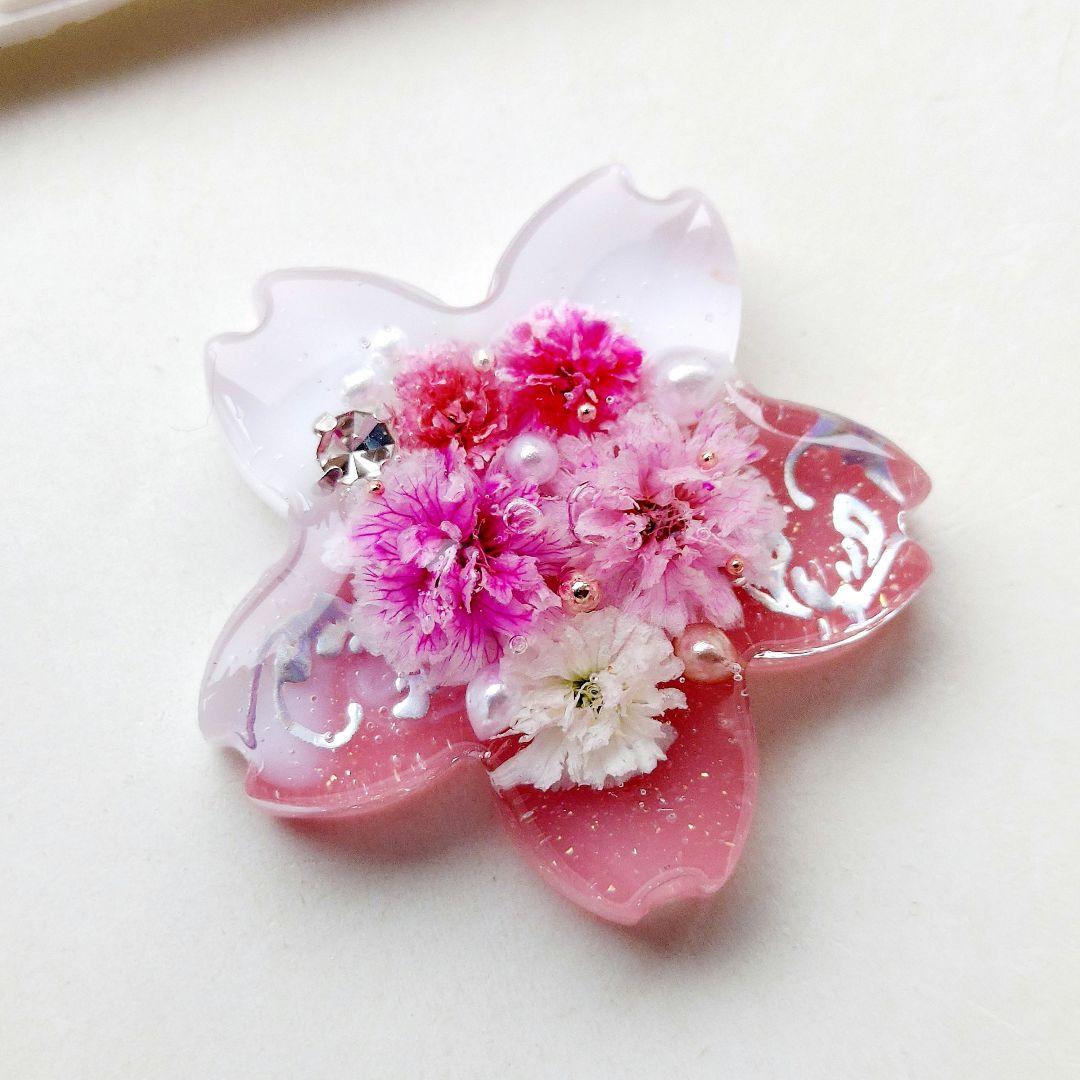【1492】レジン　桜　ヘアゴム　ポニーフック　ブロ―チ　ハンドメイド