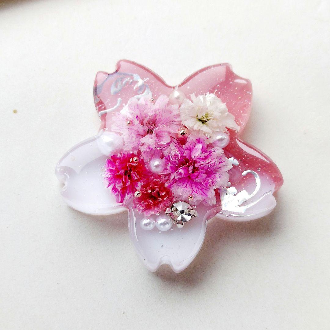 【1492】レジン　桜　ヘアゴム　ポニーフック　ブロ―チ　ハンドメイド