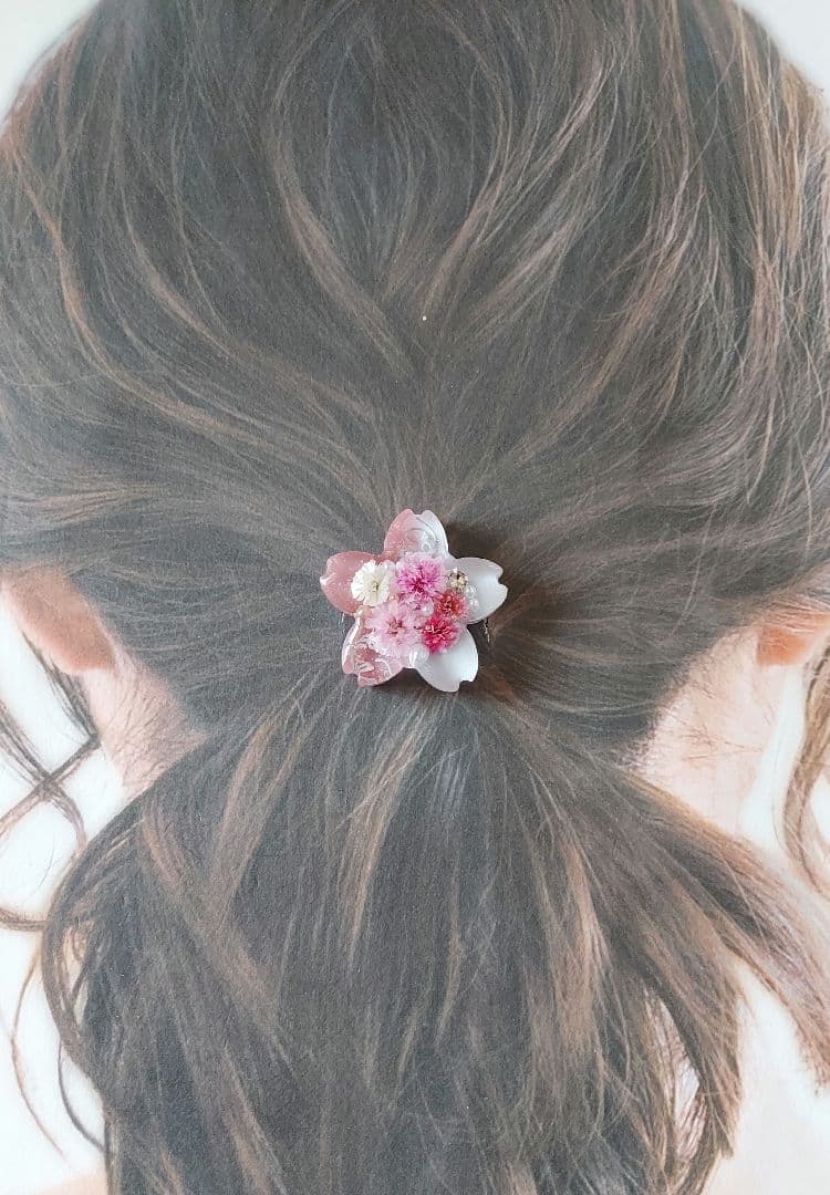 【1492】レジン　桜　ヘアゴム　ポニーフック　ブロ―チ　ハンドメイド
