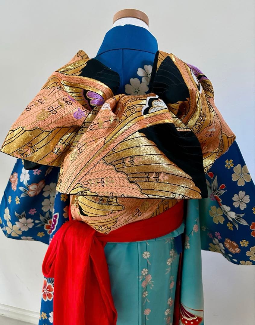 7歳　七五三　正絹着物　古典柄　帯　帯揚げ　帯締め しごき　セット