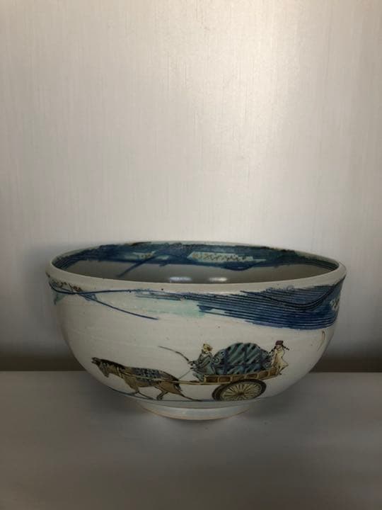 鉢　色絵馬車絵図　宮崎祐輔作