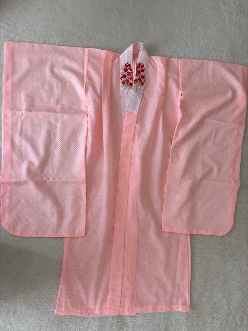 7歳 七五三 着物 帯 長襦袢 帯揚げ しごき はこせこ 半襟 セット 赤 刺繍