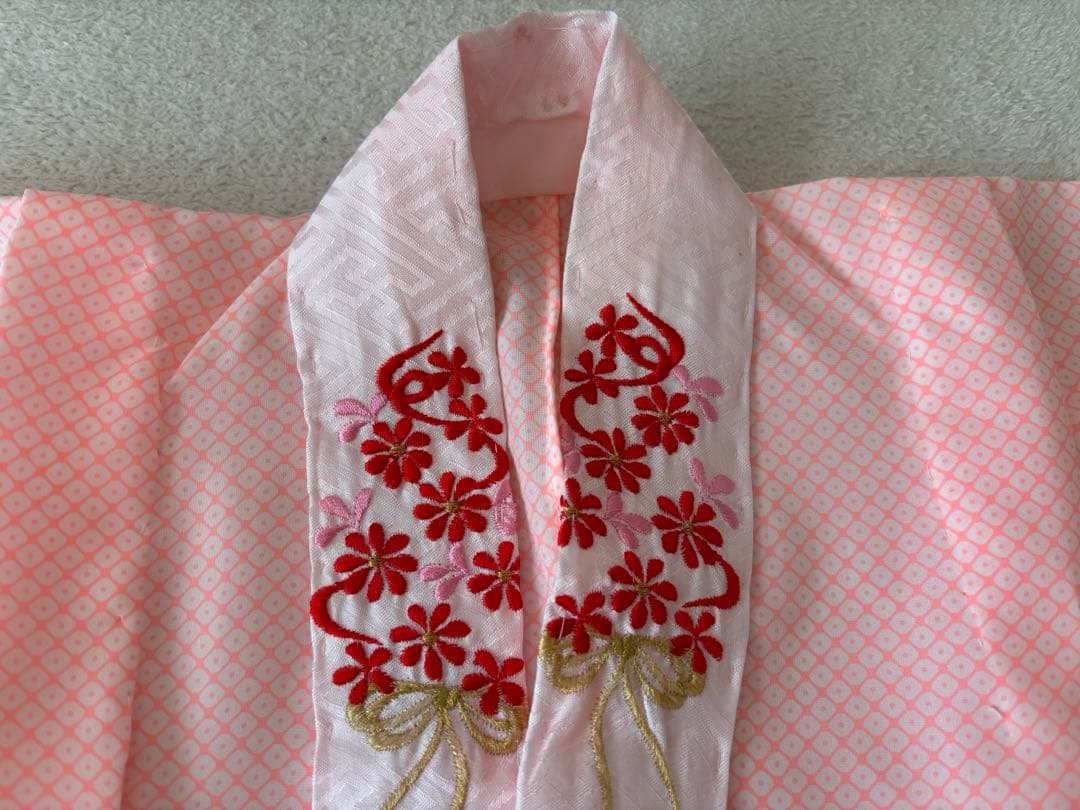 7歳 七五三 着物 帯 長襦袢 帯揚げ しごき はこせこ 半襟 セット 赤 刺繍