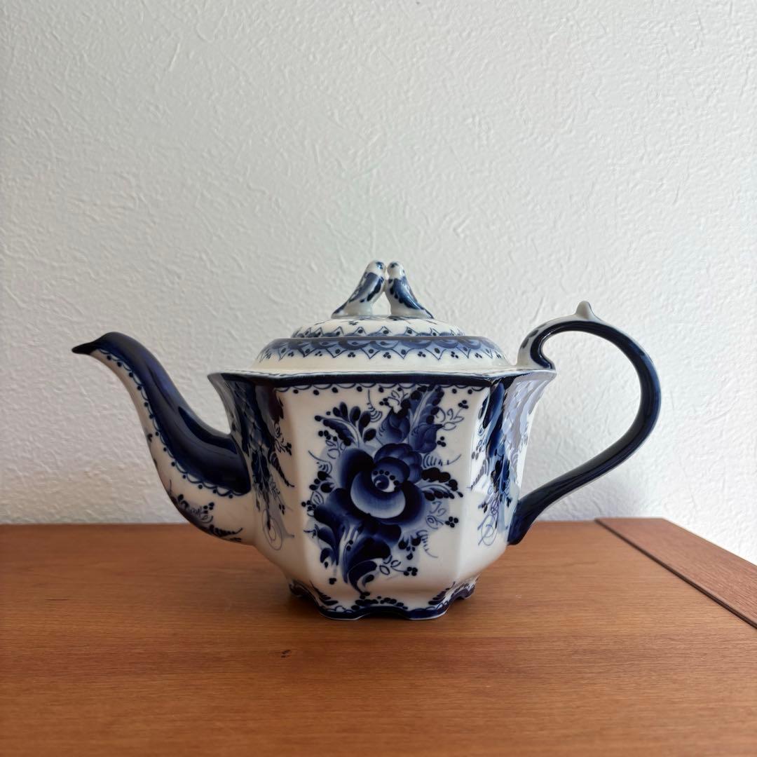 ティーポット&カップ4個セット　グジェリ焼　グジェリ陶器