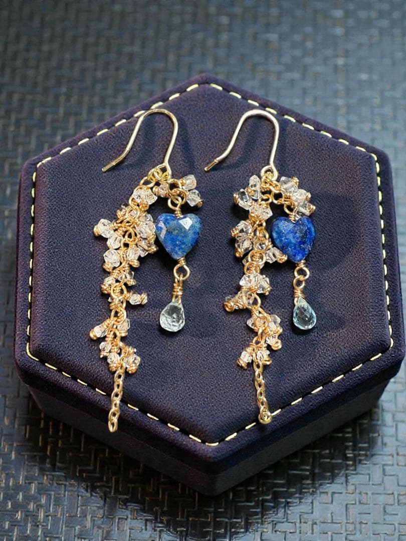 14kgfラピス×ハーキマーダイヤモンド＊ピアスNo.236