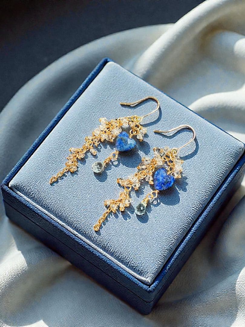 14kgfラピス×ハーキマーダイヤモンド＊ピアスNo.236