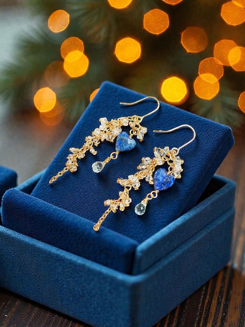 14kgfラピス×ハーキマーダイヤモンド＊ピアスNo.236