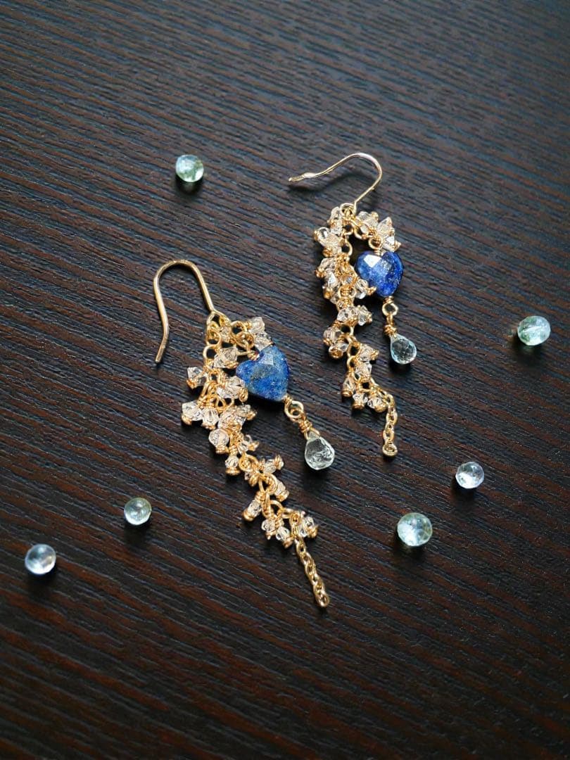 14kgfラピス×ハーキマーダイヤモンド＊ピアスNo.236