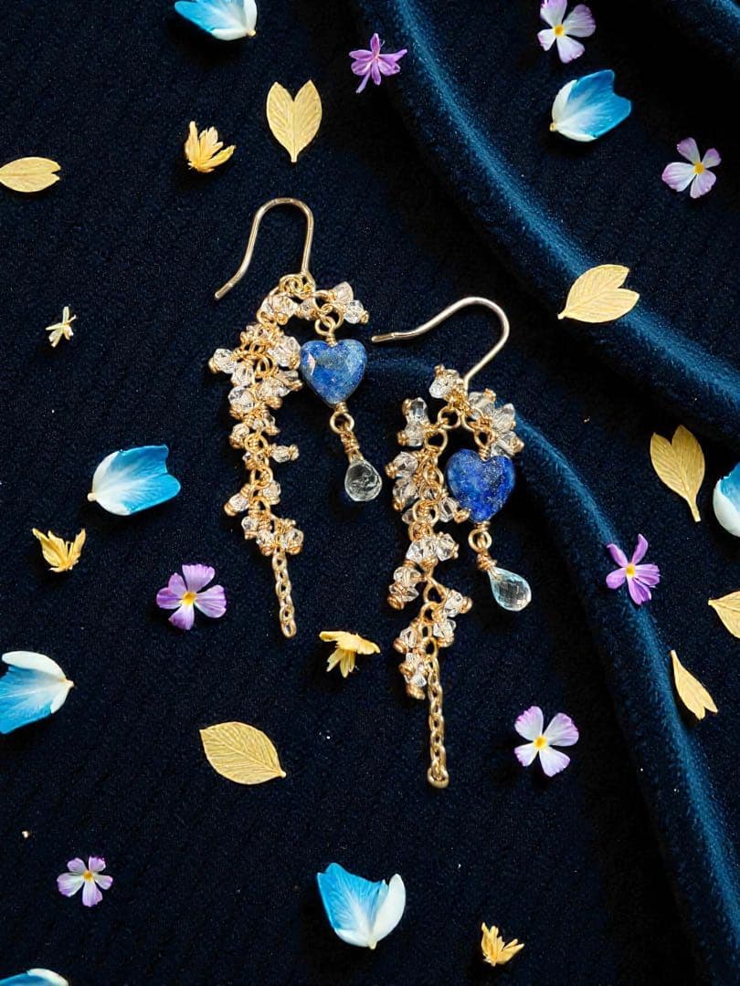 14kgfラピス×ハーキマーダイヤモンド＊ピアスNo.236