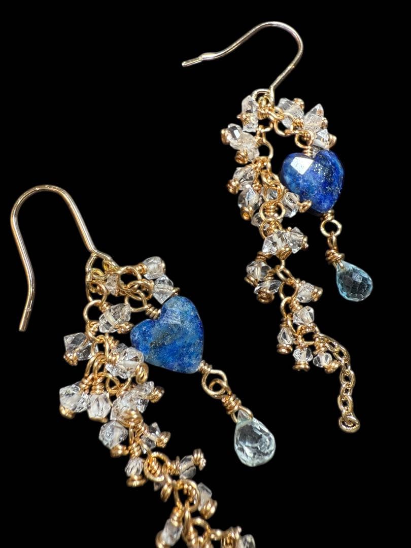 14kgfラピス×ハーキマーダイヤモンド＊ピアスNo.236