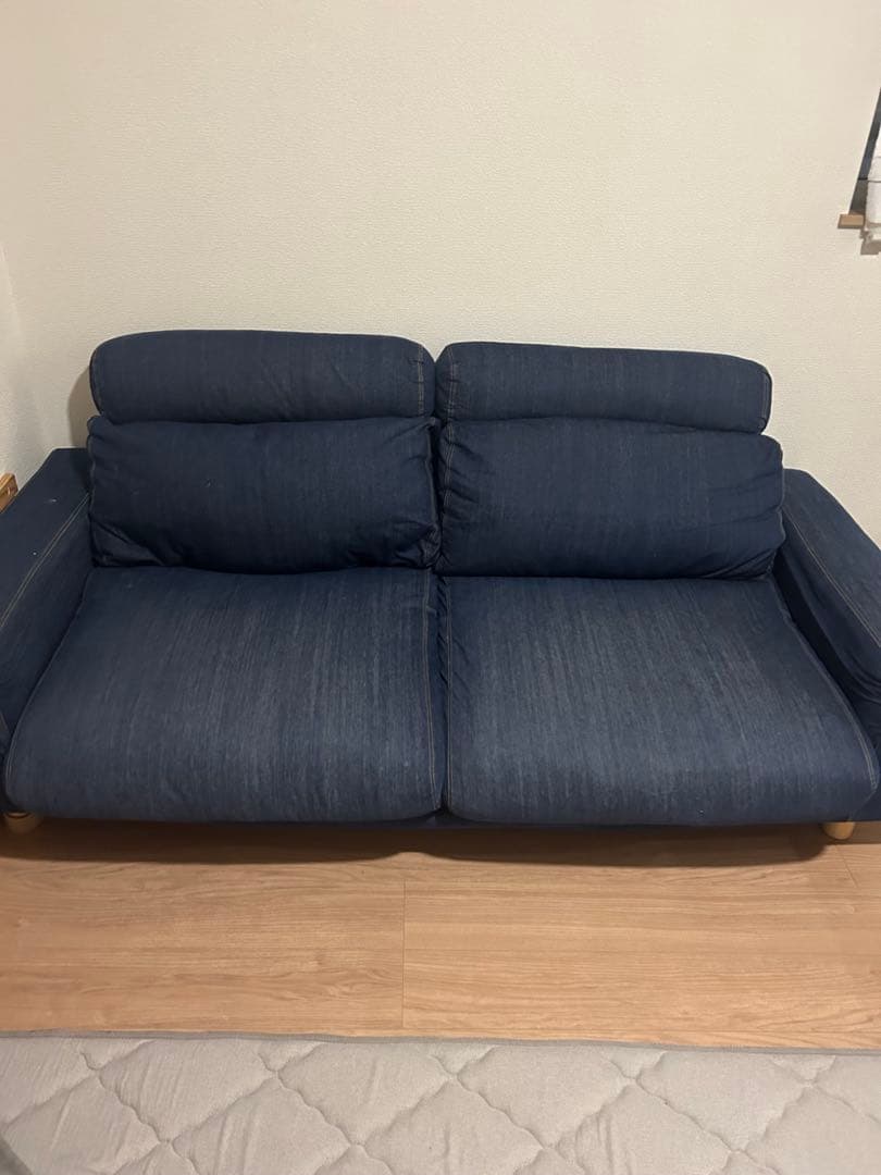 無印良品　ソファ　2.5シーター　デニム　ヘッドレストあり