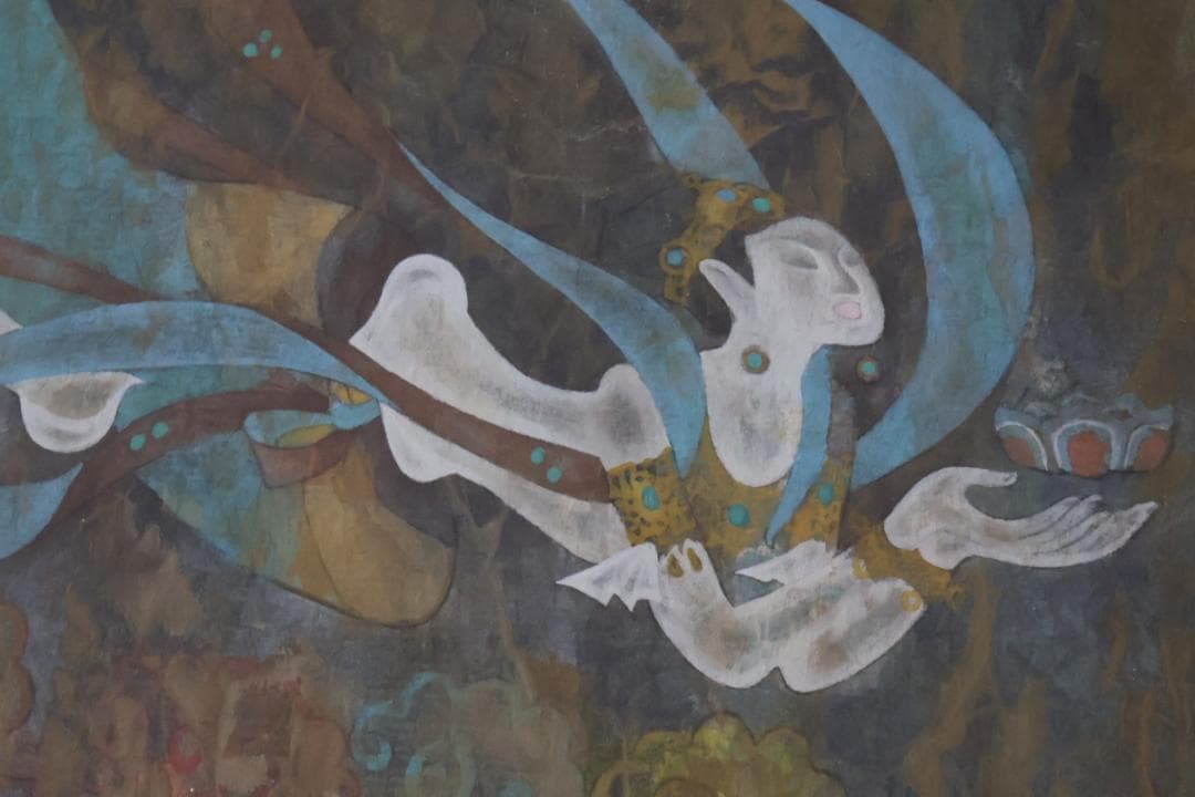 【真作】劉宇廉「敦煌飛天」額装作品　 中国画