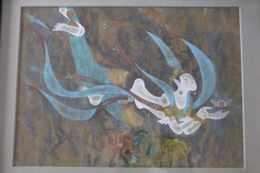 【真作】劉宇廉「敦煌飛天」額装作品　 中国画