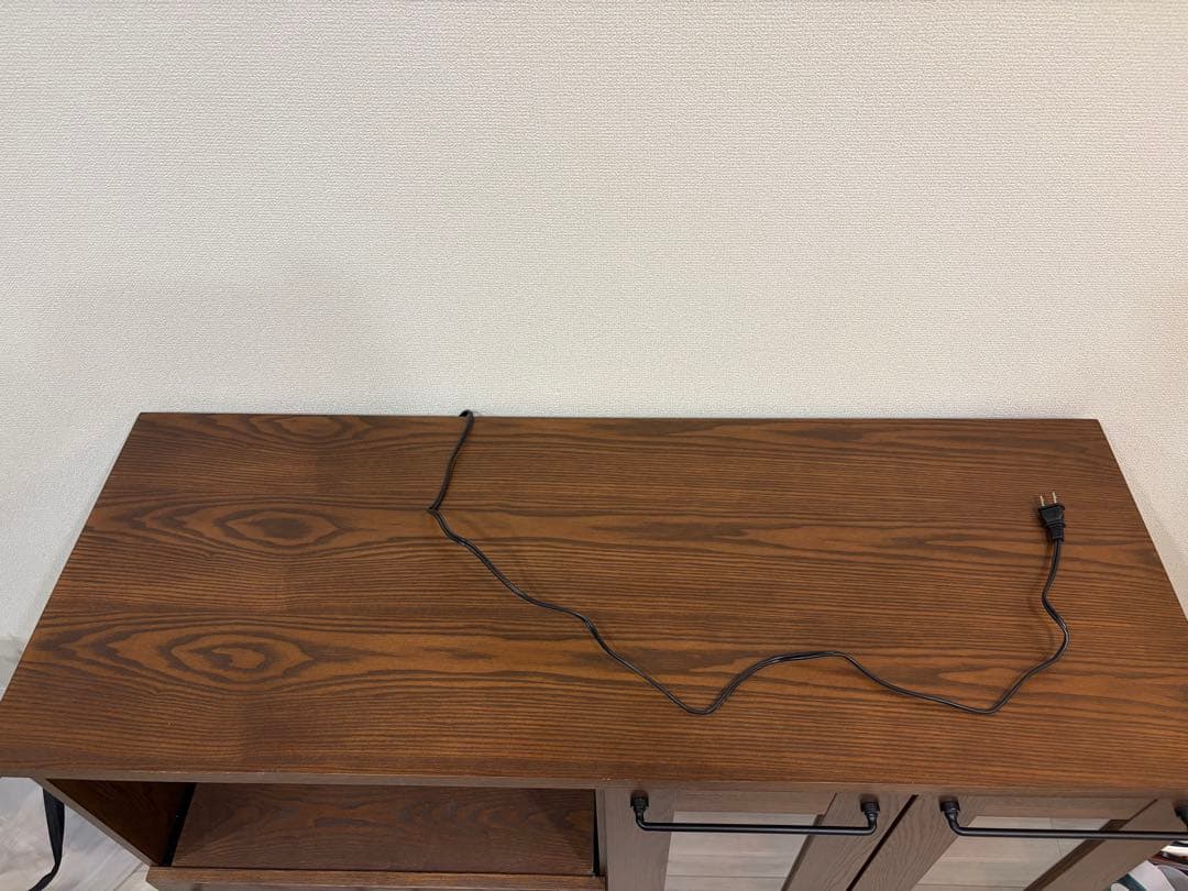 LOWYA 食器棚 レンジ台 コンセント付き ダークブラウン