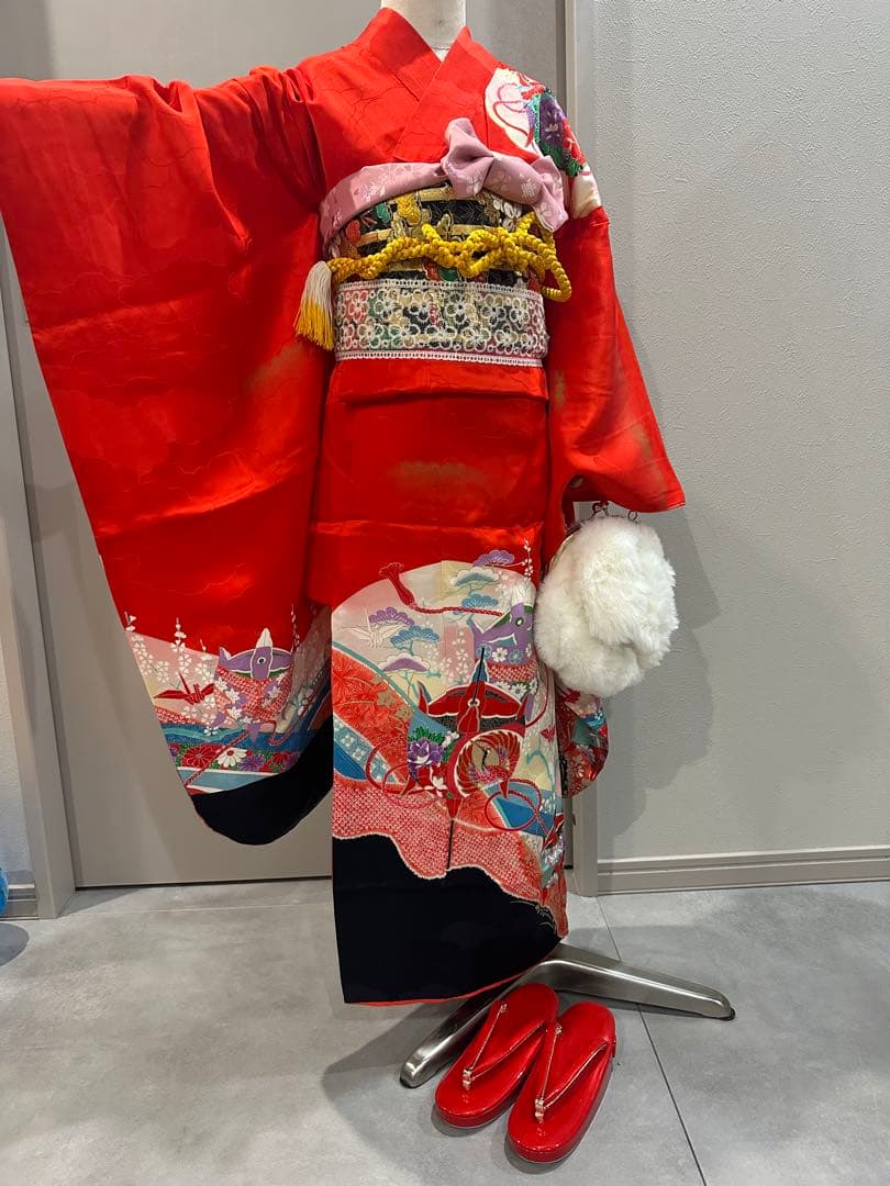 正絹　七五三　フルセット　金駒刺繍