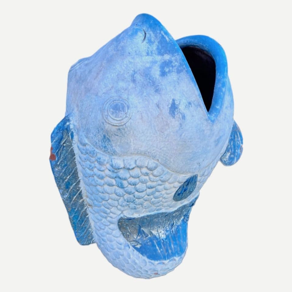 大きな 陶器製 魚 置物 傘立て 花入れ オブジェ インテリア ガーデニング