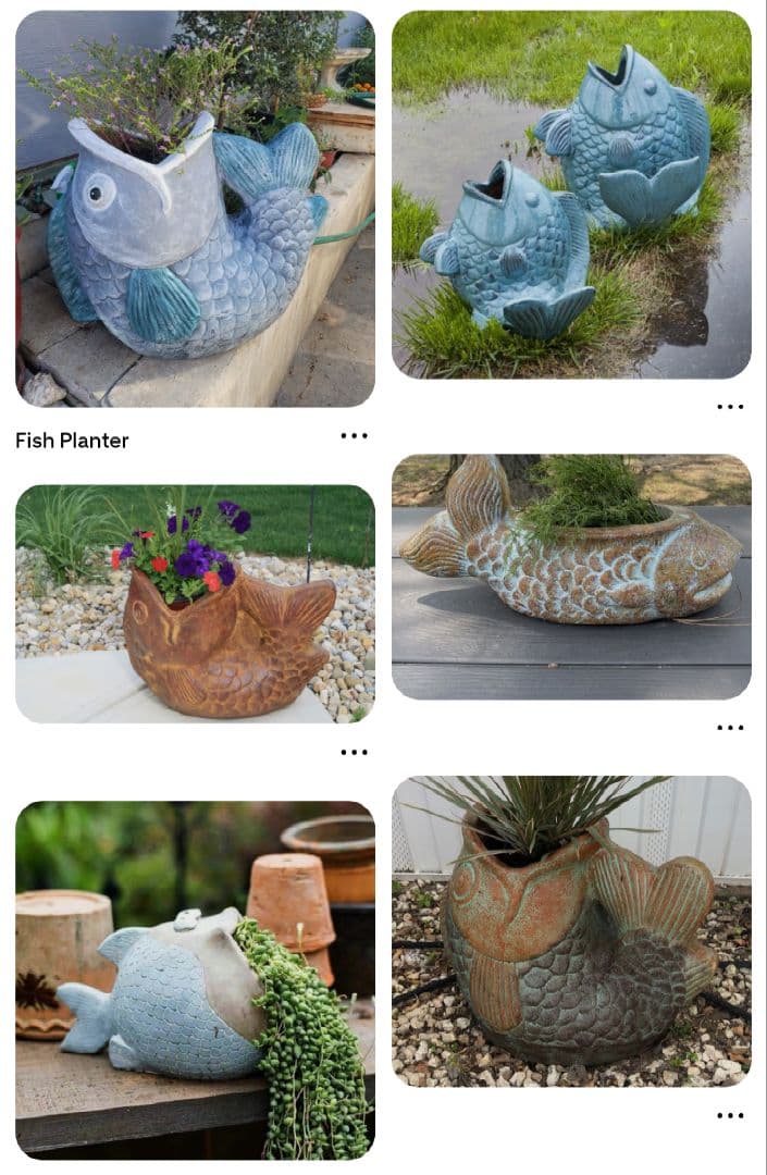 大きな 陶器製 魚 置物 傘立て 花入れ オブジェ インテリア ガーデニング