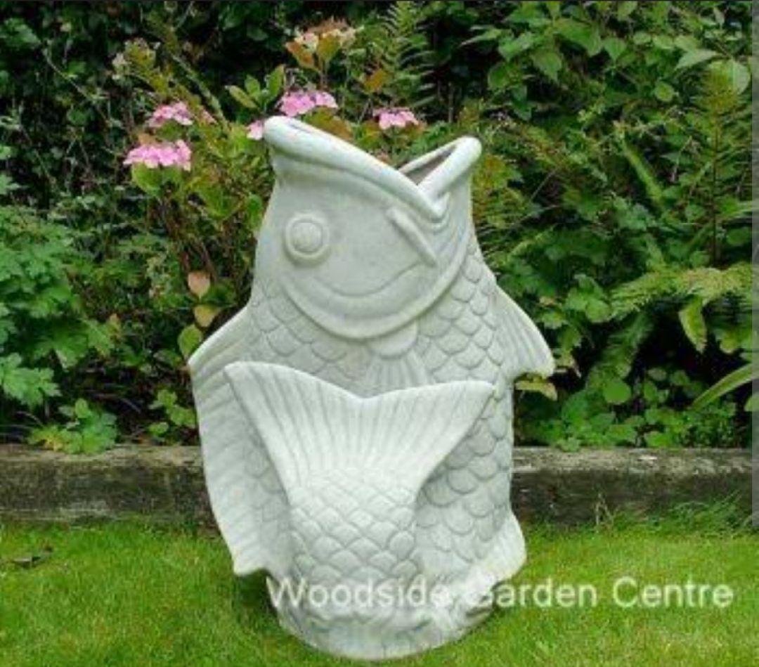 大きな 陶器製 魚 置物 傘立て 花入れ オブジェ インテリア ガーデニング