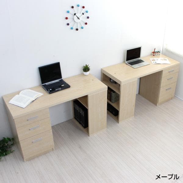《新品・送料無料》パソコンデスク ツインデスクセット 学習机 120幅 メープル