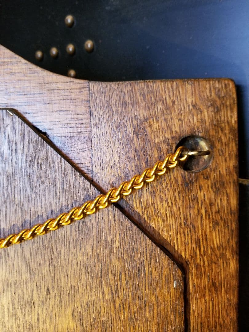 イギリス製　ヴィンテージ　オーク　オーバル　ウォール　ラック　ミラー