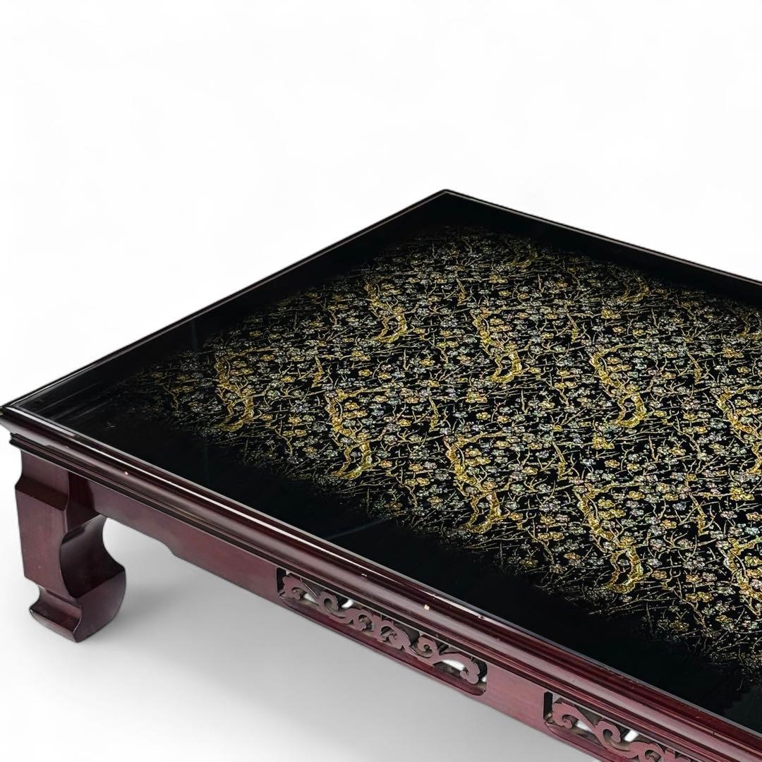 ローテーブル センターテーブル 枝梅絵飾り 金糸銀糸 座卓 昭和レトロ テーブル