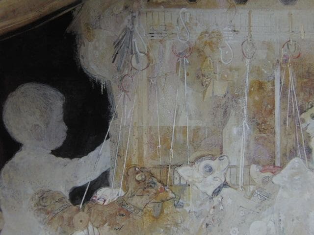 前田力、【夜店】、希少な額装用画集より、状態良好、新品額装付