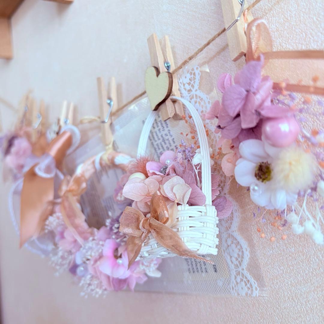 No3 ちょっぴり大人のモーヴピンク♡フラワーガーランド - メルカリ