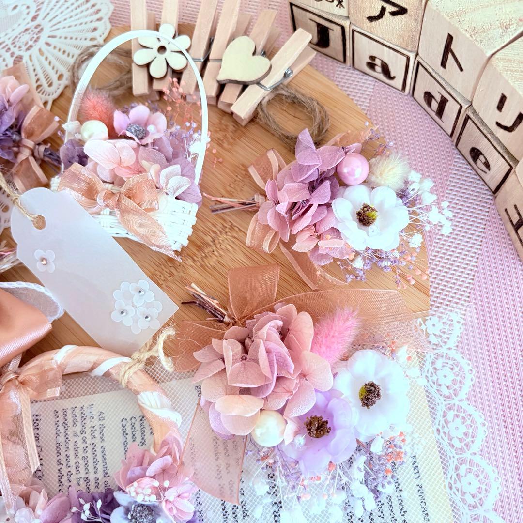No3 ちょっぴり大人のモーヴピンク♡フラワーガーランド - メルカリ