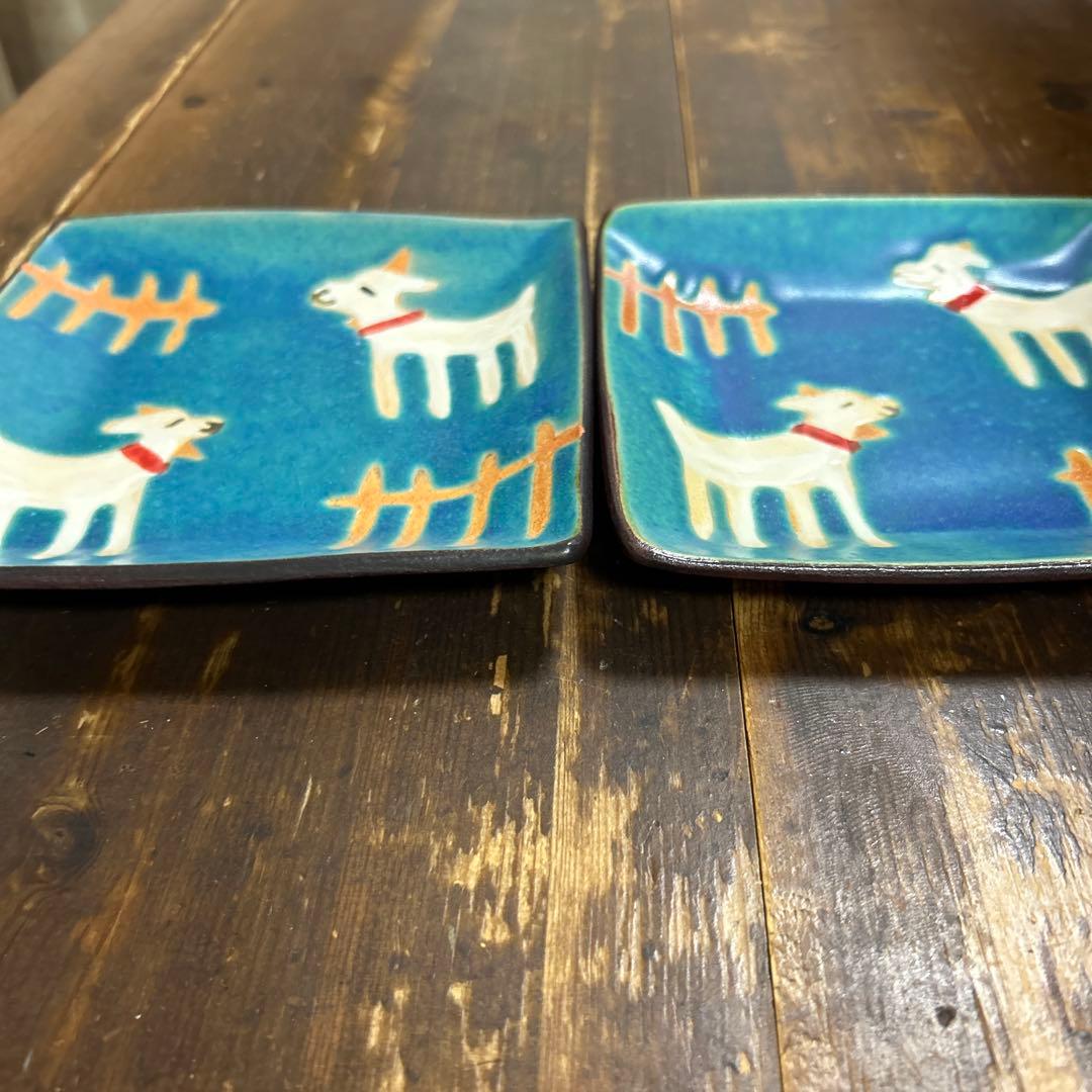 沖縄　やちむん　アトリエクッチャネ　作家　ヤギ　角皿　２枚セット