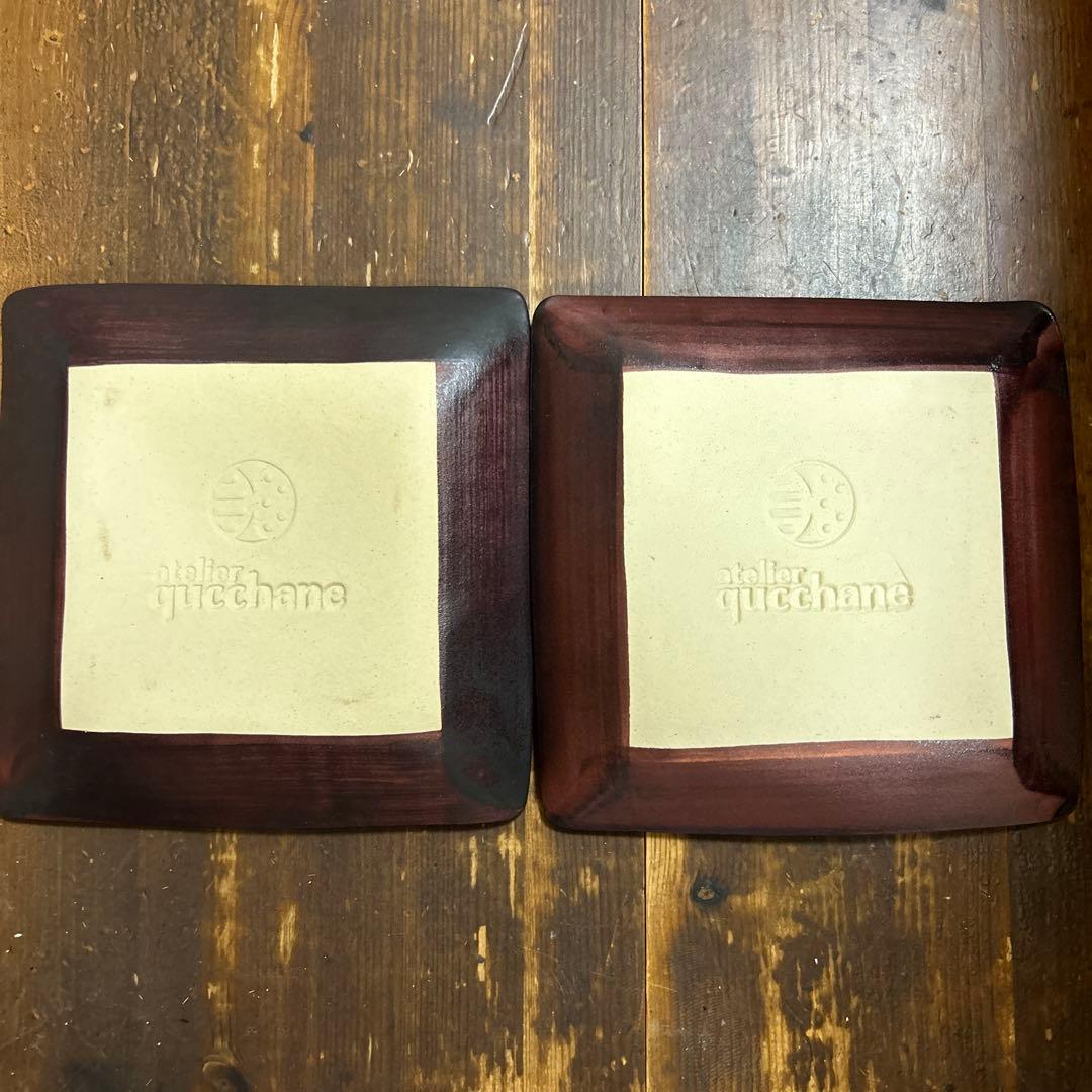 沖縄　やちむん　アトリエクッチャネ　作家　ヤギ　角皿　２枚セット