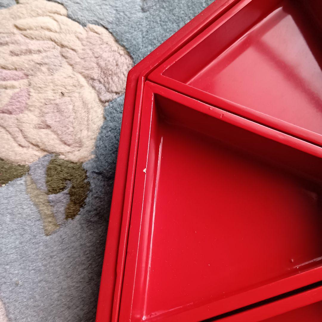 螺鈿細工☆ クジョルパン☆韓国漆器 ☆八角螺鈿四節板赤黒 ☆花