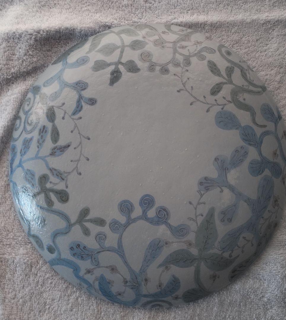 林久美子　青と緑の植物模様の皿