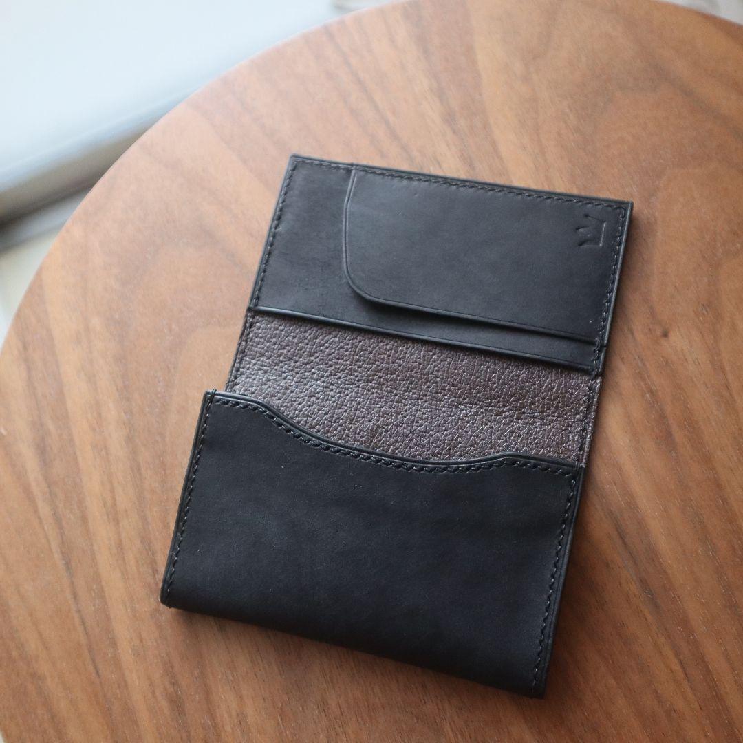 【さかも】本革名刺入れマルゴー| ブラック＆ブラウン