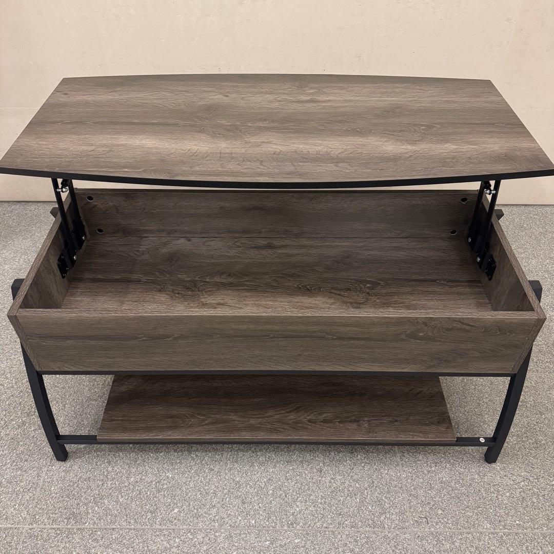 Bestier 昇降式ローテーブル 幅106 収納棚付き ダークグレー