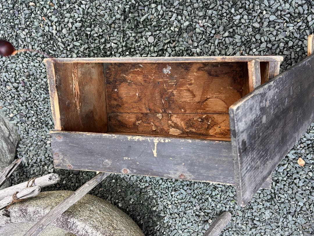 レトロ　木箱　ケース　蓋付収納　アンティーク　古道具