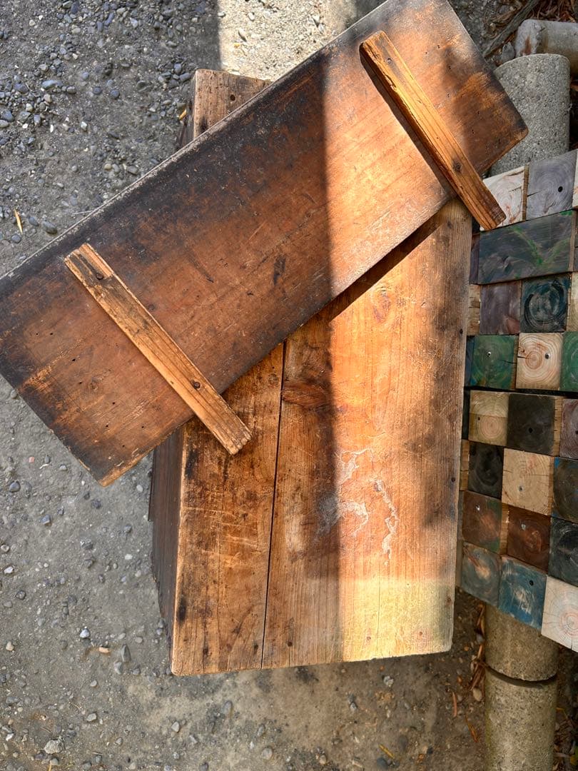 レトロ　木箱　ケース　蓋付収納　アンティーク　古道具