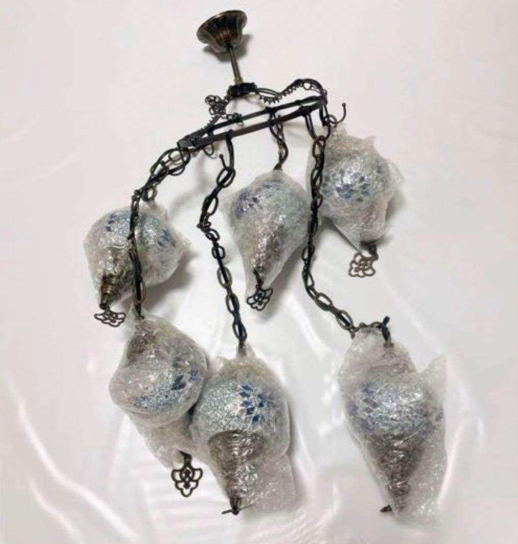 トルコランプ　ブルー　6連　シャンデリア