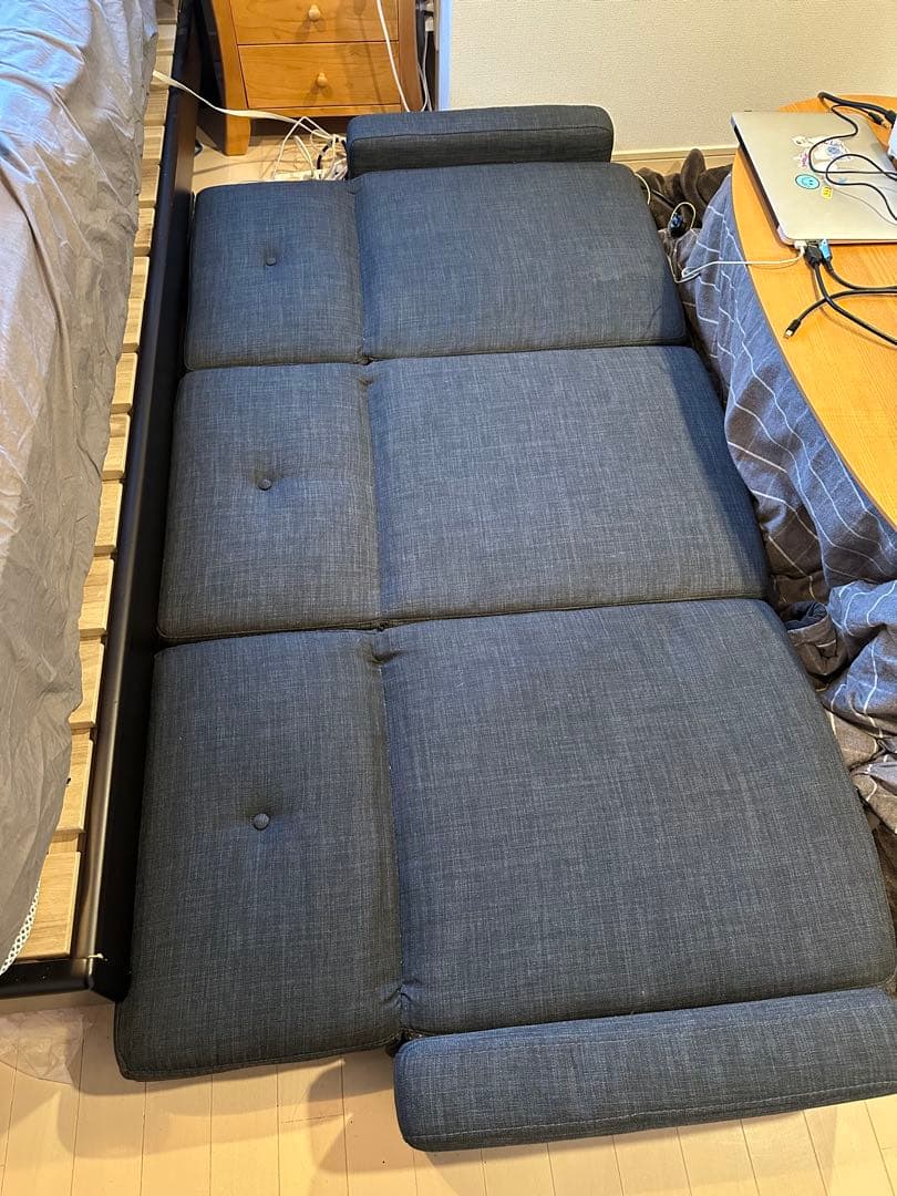 *直接引き取り優先* ダークグレー 3人掛け　フロアソファ