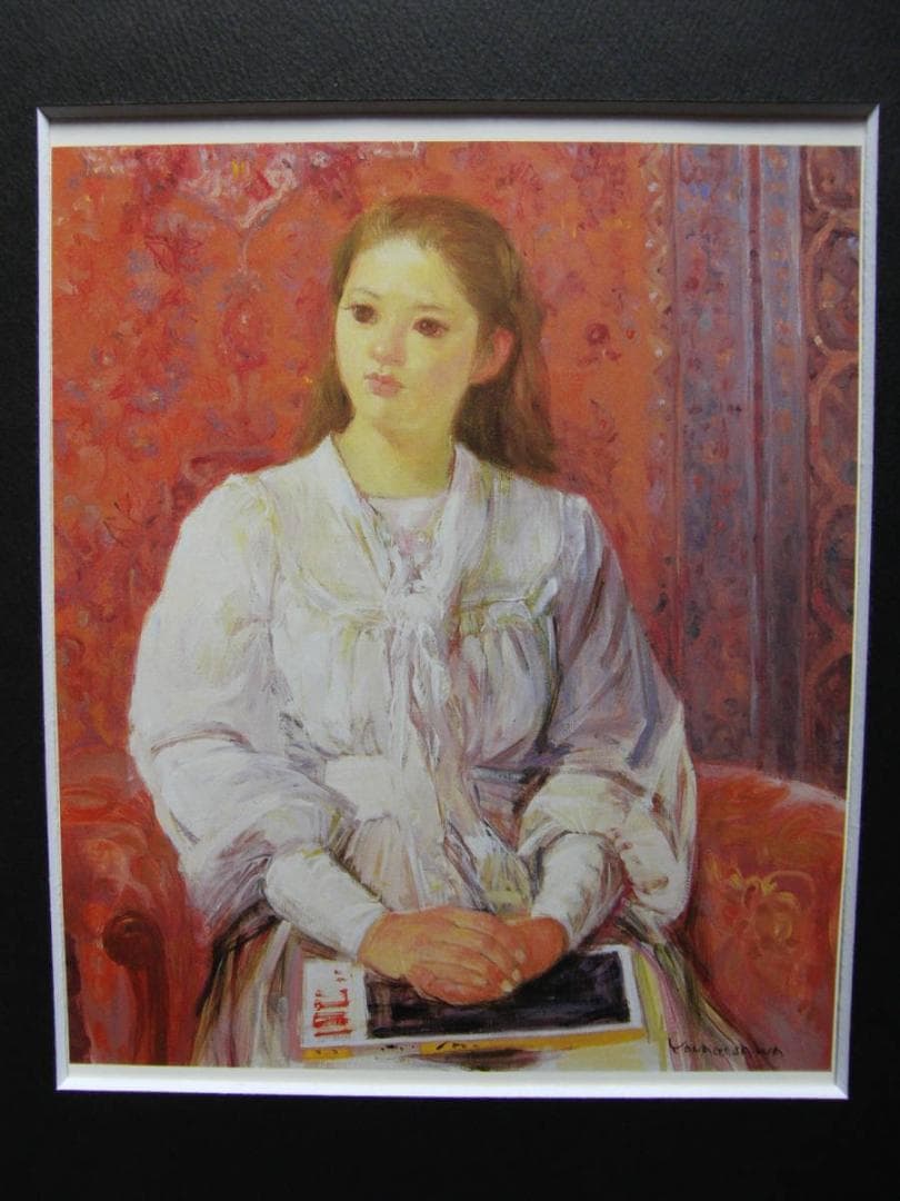 柳沢 淑郎、「少女」、希少画集・額装画、日本製・新品額縁にて額装致します